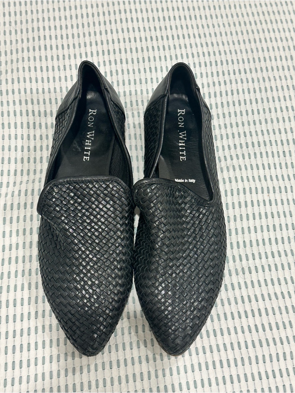 Ron White Women's Black Woven Pointed-Toe Loafers